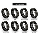 font options for inside engraving on black & grey peace hands rings