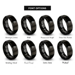 font options for inside engraving on black peace hands rings