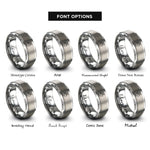 font options for inside engraving on gray peace hands rings