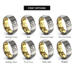 font options for inside engraving on gold & silver peace sign rings