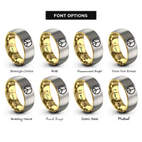 font options for inside engraving on gold & silver peace sign rings