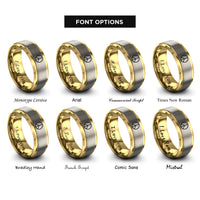 font options for inside engraving on gold & gray peace sign rings