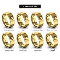 font options for inside engraving on gold peace sign rings