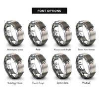 font options for inside engraving on gray peace sign rings
