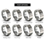 font options for inside engraving on grey peace sign rings