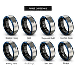 font options for inside engraving on black & blue & silver peacock rings