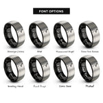 font options for inside engraving on black & grey peacock rings