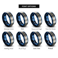 font options for inside engraving on blue & grey peacock rings