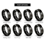 font options for inside engraving on black & grey peacock fan rings