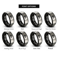 font options for inside engraving on black & silver peacock fan rings