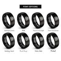 font options for inside engraving on black peacock fan rings