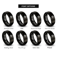 font options for inside engraving on black peacock fan rings