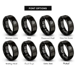 font options for inside engraving on black peacock fan rings