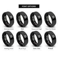 font options for inside engraving on black peacock fan rings