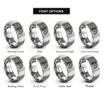 font options for inside engraving on gray peacock fan rings
