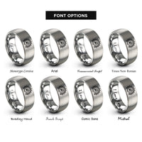 font options for inside engraving on gray peacock fan rings