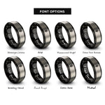 font options for inside engraving on black & grey peacock feather rings