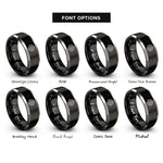 font options for inside engraving on black & grey peak marker rings