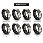 font options for inside engraving on black & gray peak marker rings