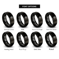 font options for inside engraving on black peak marker rings