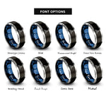 font options for inside engraving on black & blue & grey peak moon rings