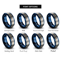 font options for inside engraving on blue & silver peak moon rings