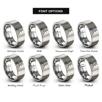 font options for inside engraving on silver peak moon rings