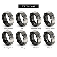 font options for inside engraving on black & gray peano curve rings