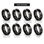font options for inside engraving on black & gray peano curve rings