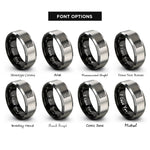 font options for inside engraving on black & grey peano curve rings