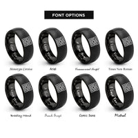 font options for inside engraving on black peano curve rings
