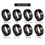 font options for inside engraving on black peano curve rings