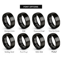font options for inside engraving on black peano curve rings