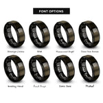 font options for inside engraving on gunmetal & black peano curve rings