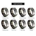 font options for inside engraving on gunmetal & gray peano curve rings