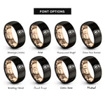 font options for inside engraving on black & rose gold pear rings