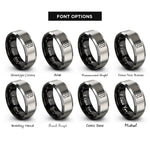 font options for inside engraving on black & grey pebble mosaic cells rings
