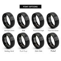 font options for inside engraving on black pebble mosaic cells rings