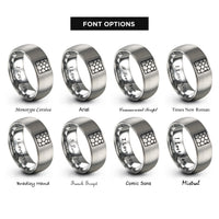 font options for inside engraving on gray pebble mosaic cells rings