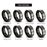 font options for inside engraving on black & silver pegboard rings