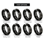 font options for inside engraving on black & silver pegboard rings