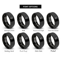 font options for inside engraving on black pegboard rings