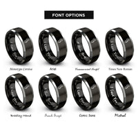 font options for inside engraving on black & grey pegbox pegs rings