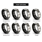 font options for inside engraving on black & silver pegbox pegs rings
