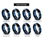 font options for inside engraving on blue & silver peggys cove rings