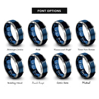 font options for inside engraving on blue & silver peggys cove rings