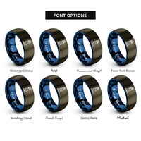 font options for inside engraving on gunmetal & blue peggys cove lighthouse rings