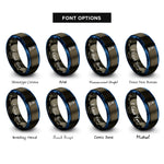 font options for inside engraving on gunmetal & blue peggys cove lighthouse rings