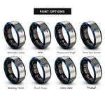 font options for inside engraving on black & blue & gray pelican rings