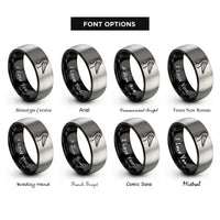 font options for inside engraving on black & gray pelican rings